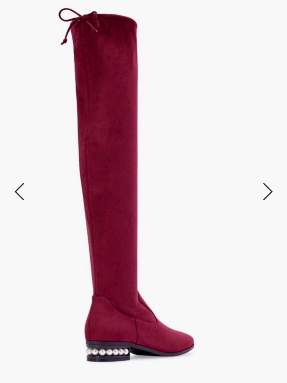 JustFab Noelle Pearl Heel Over The Knee Boots Burgundy Suede Tall